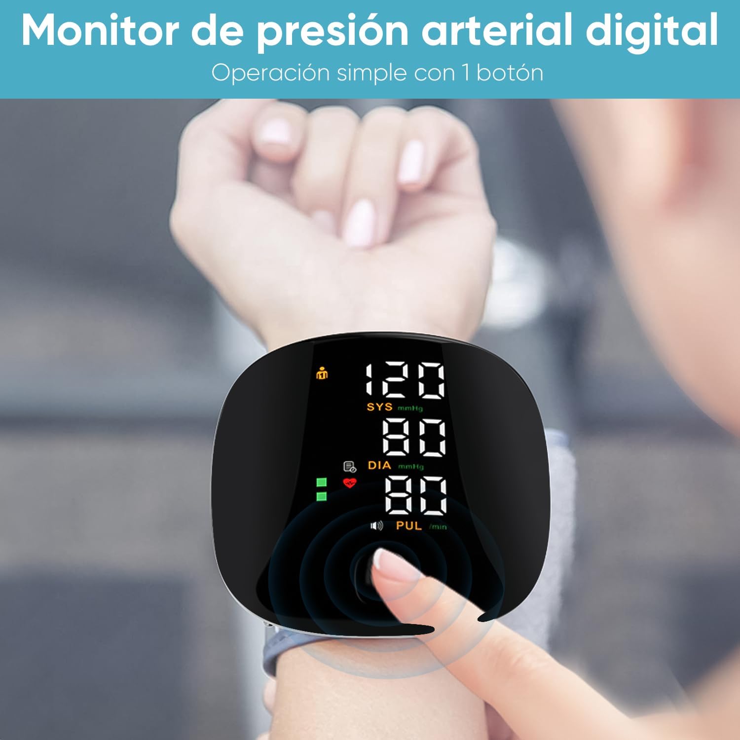 Monitor de presión arterial de muñeca de grado clínico