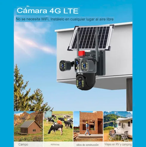 Cámara domo solar de 360° con triple lente